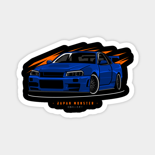 nissan skyline blue Magnet by rclndsgn