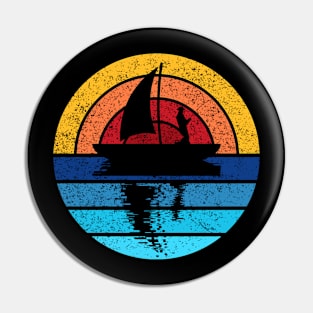 Fishing Outdoors Retro Sunset Design Pin