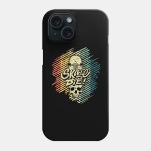 Halloween Skateboard Skate or Die - Funny Skull Vintage Skeleton Skater Phone Case