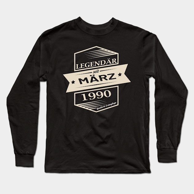 1990 Marz 30 Geburtstag 1990 Maerz Long Sleeve T Shirt Teepublic