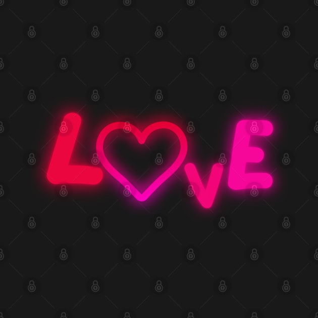 Neon Red Heart - Love by JunThara