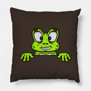 Frog Cartoon With Happy Face Expression Pillow