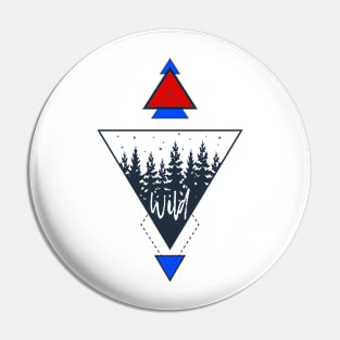 Abstract Wild Forest, Red, Blue, Black Design Pin