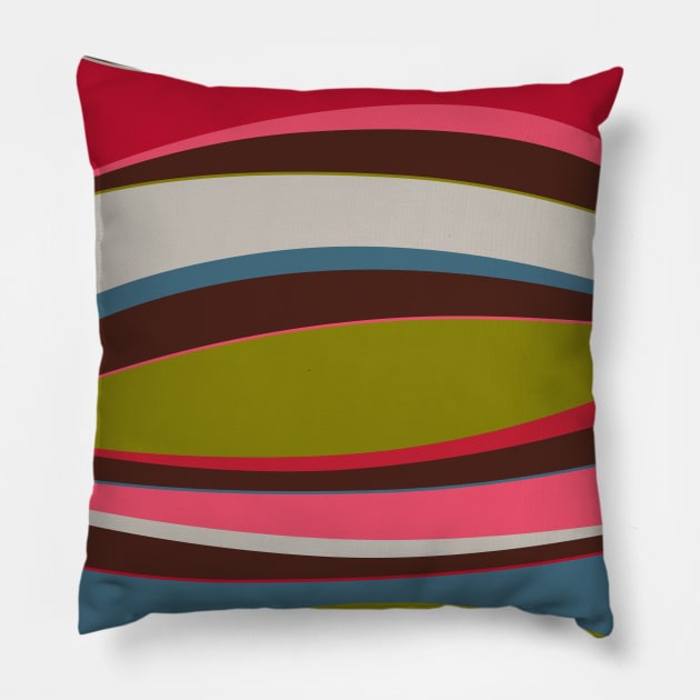 Colorful Curved Stripes Pillow by amyvanmeter