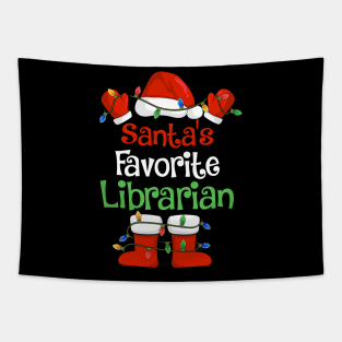 Santa's Favorite Librarian Funny Christmas Pajamas Tapestry