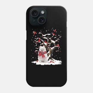 White Pomeranian Scarf Cardinal Snow Christmas Phone Case