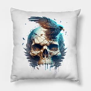 Skull Wild Life Painting Dark Character Spirit Pillow
