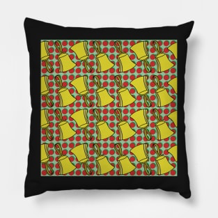 Red dots Green Background Handbell Pattern Pillow