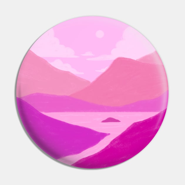 Pink Landscape Mountains Boho Pin by Trippycollage