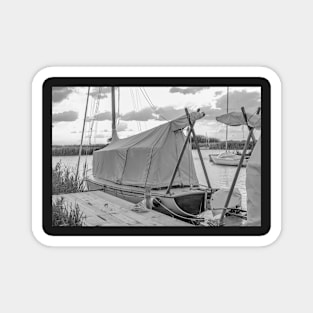 Traditional wooden sailing boat moored on the River Thurne, Norfolk Magnet