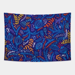 Indigo floral pattern Tapestry