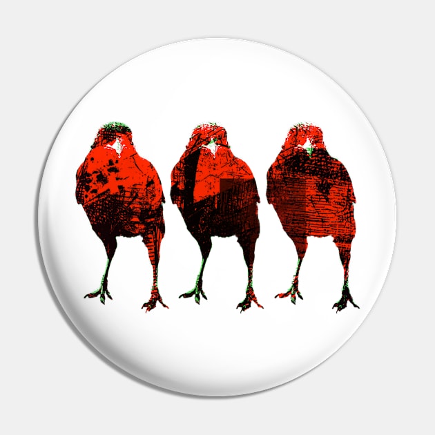 Three Red Birds Pin by L'Appel du Vide Designs by Danielle Canonico