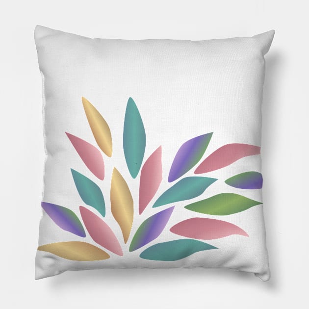 Colorful fan shaped leaves Pillow by ikshvaku