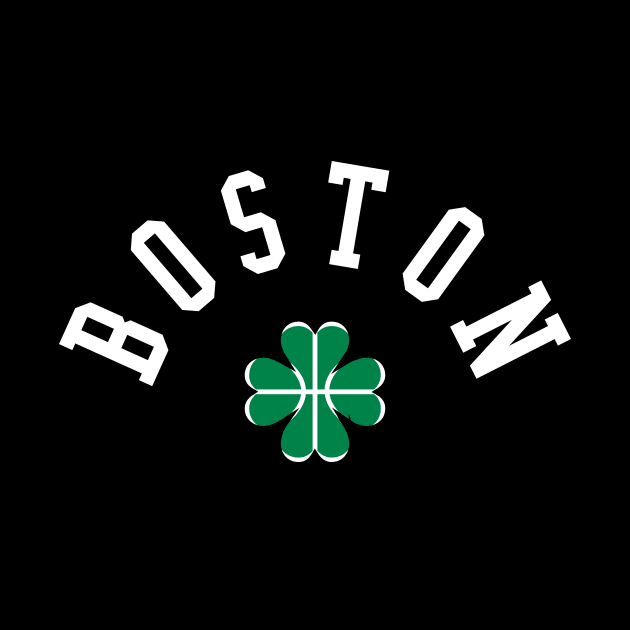 Boston Beantown Clover Basketball Fan T-Shirt: Show Your Pride for Boston & Hoops by CC0hort