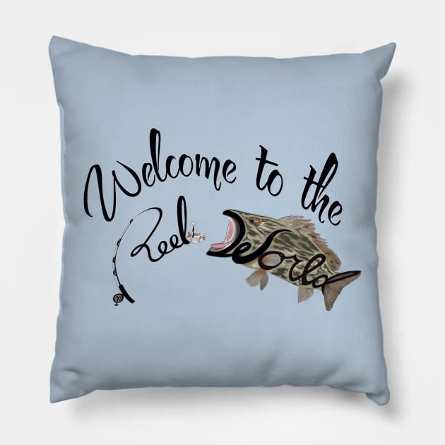 Welcome to the Reel World fishing for gag grouper Pillow by BrederWorks