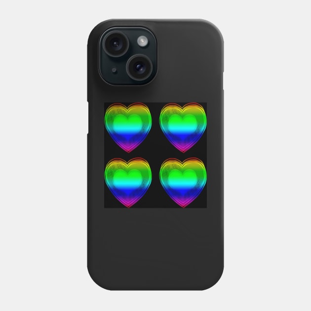 Rainbow Hearts With Black Background Phone Case by NeavesPhoto