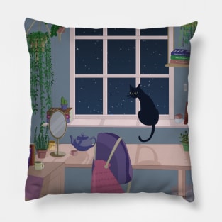 Cat and plant room Pillow