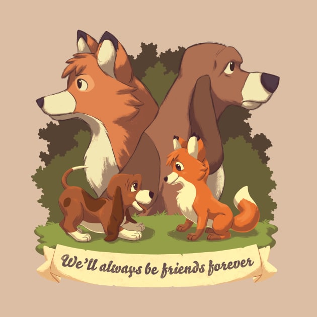 We ll Always Be Friends Forever // Red Fox, Hound Dog, 80s Kid, BFF by Geekydog