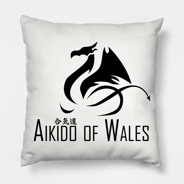 Aikido of Wales (Black) Pillow by timescape
