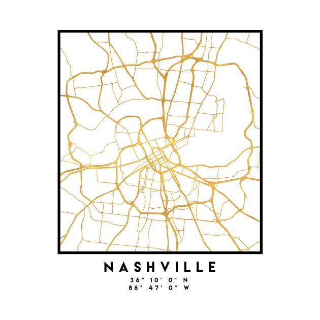 NASHVILLE TENNESSEE CITY STREET MAP ART by deificusArt