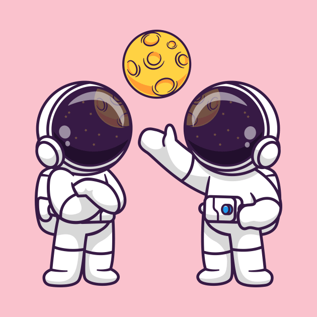 Cute Astronaut Talking About Moon Cartoon by Catalyst Labs