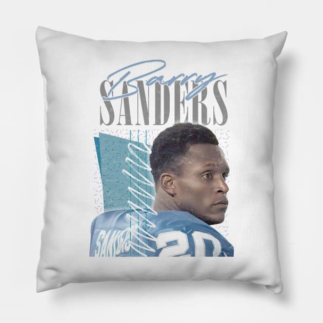 Barry Sanders / Retro Detroit Lions Running Back Design Pillow by DankFutura