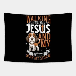 Jesus and dog - Spinone Italiano Tapestry