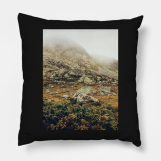 Foggy Alpine Landscape in Switzerland Pillow