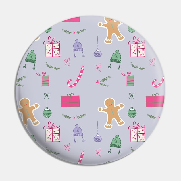 Cute Colorful Christmas Pattern (Purple) Pin by speckled