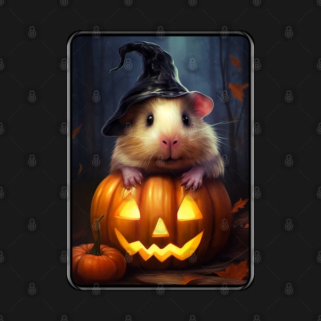 Cute Halloween Guinea Pig With Pumpkin Funny Halloween Gifts For Guinea Pigs Lover by AdawiArt