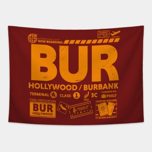 Vintage Hollywood Burbank BUR Airport Code Travel Day Retro Travel Tag California Tapestry