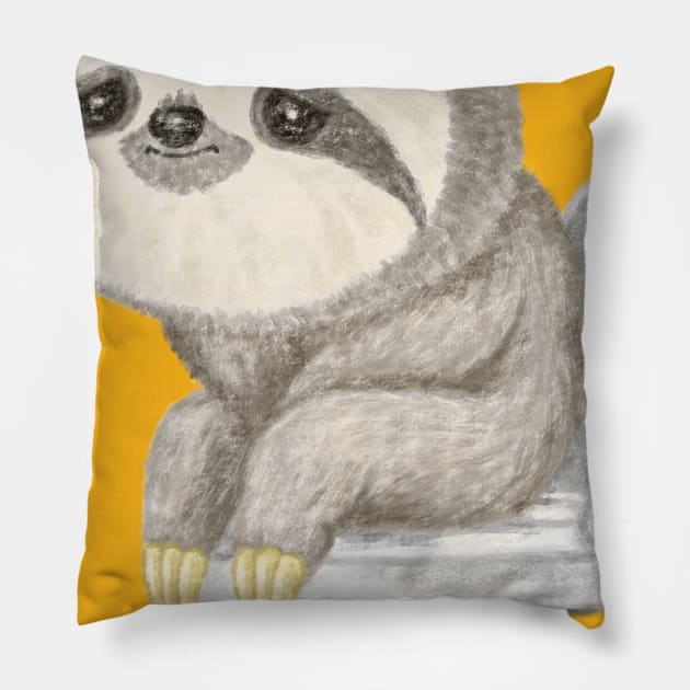 Sloth sitting on the toilet Pillow by sanogawa