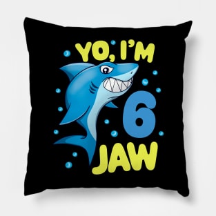 Cute 6th Birthday Funny Shark Boys Kids Pillow