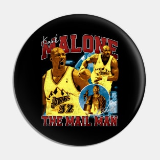 Karl Malone The Mail Man Basketball Legend Signature Vintage Retro 80s 90s Bootleg Rap Style Pin