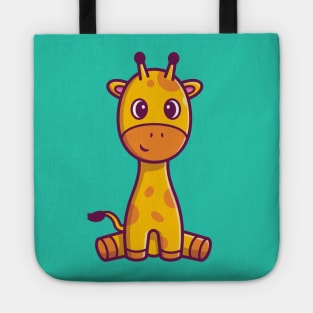 Cute Giraffe Sitting Cartoon Tote