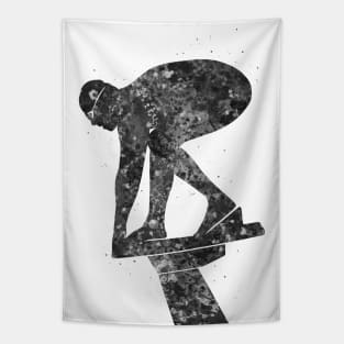 Swimmer male black and white Tapestry