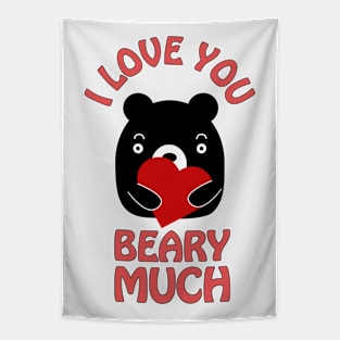 I love you beary much - cute and funny romantic pun for valentine's day Tapestry