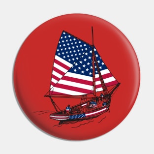 Vintage America Victorian Galleon Ship of United States Flag Celebrate United States Independence Day Pin