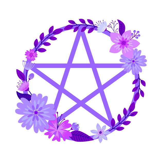 Purple Floral Pentacle Design Cheeky Witch® by Cheeky Witch