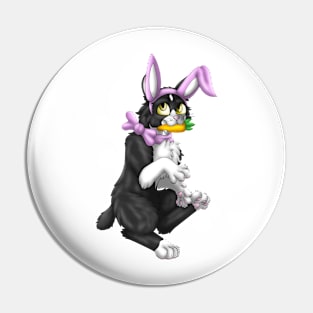 Bobtail BunnyCat: Tuxedo Bicolor (Pink) Pin