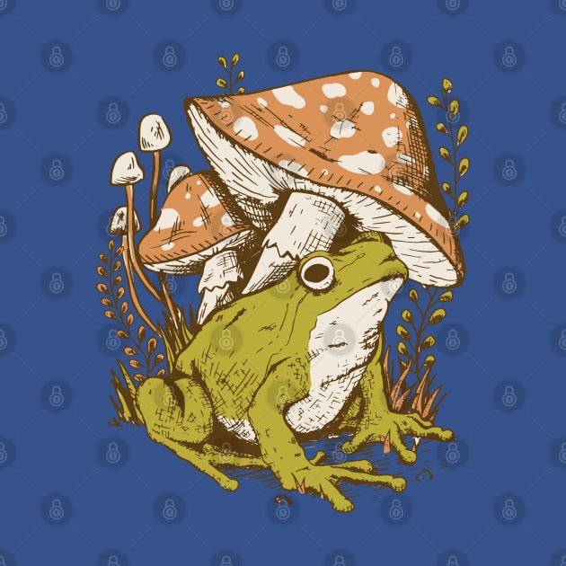 Cottagecore Aesthetic Mushrooms and Frog by DRIPCRIME Y2K
