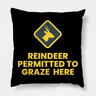 Reindeer Permitted to Graze Here Yellow Pillow