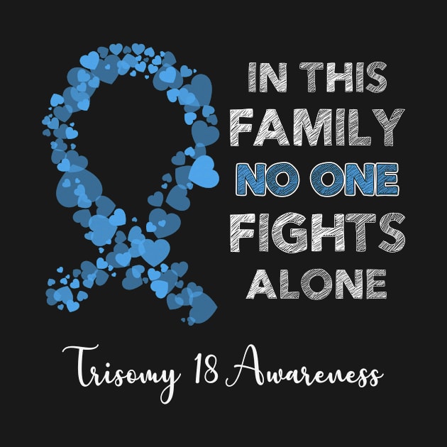 In This Family No One Fight Alone Trisomy 18 Awareness Light Blue Ribbon Warrior by celsaclaudio506