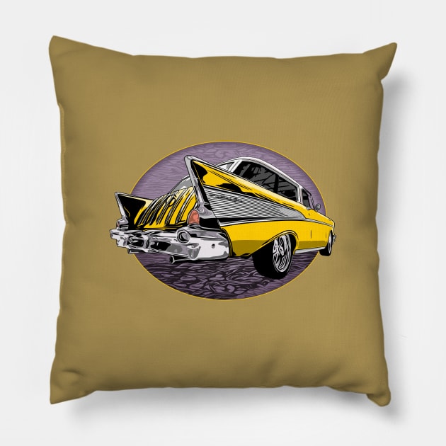 Yellow 57 Chevrolet Nomad Pillow by ZoeysGarage