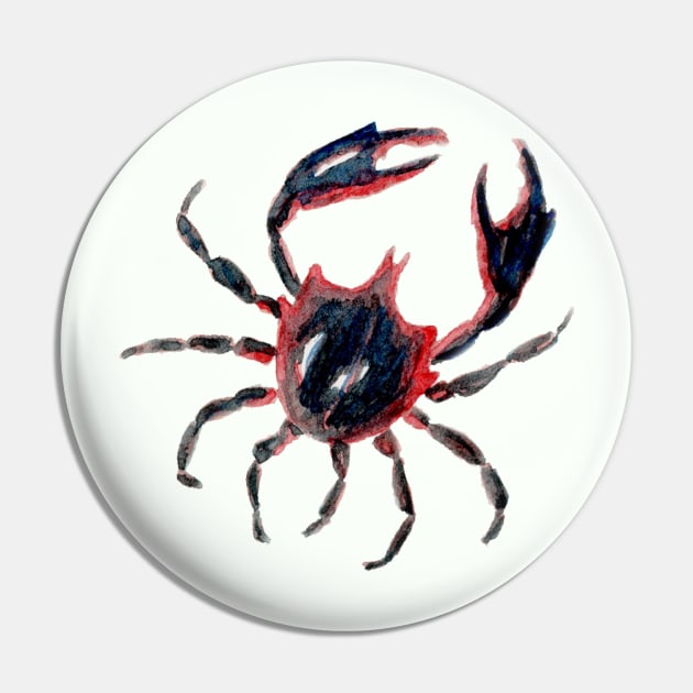 Watercolor Kelp Crab Pin by paintedpansy