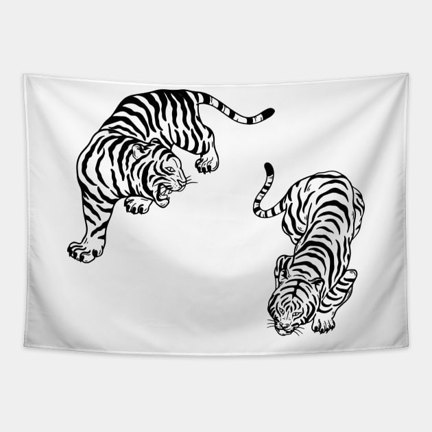 Fighting Tigers Year of the Tiger Tapestry by uncommontee