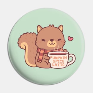 Cute Squirrel Loves Pumpkin Spice Latte Pin