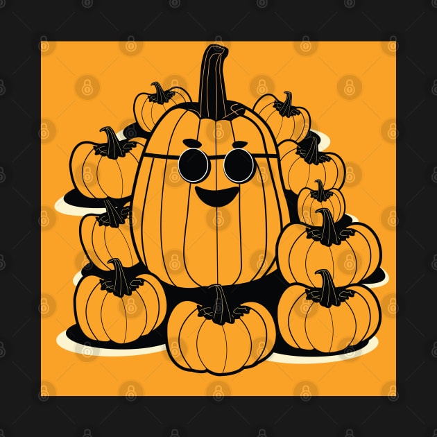 Smiling Pumpkin With Sunglasses and Friends | Halloween | Thanksgiving by KnockingLouder