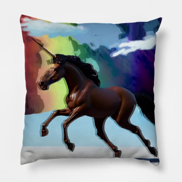 Majestic and Mysterious: Unraveling the Enigma of the Unicorn Artwork Pillow by artist369