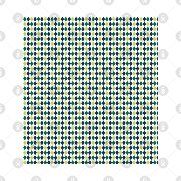 Green Navy Blue and White Argyle Pattern Diamond Checks by squeakyricardo